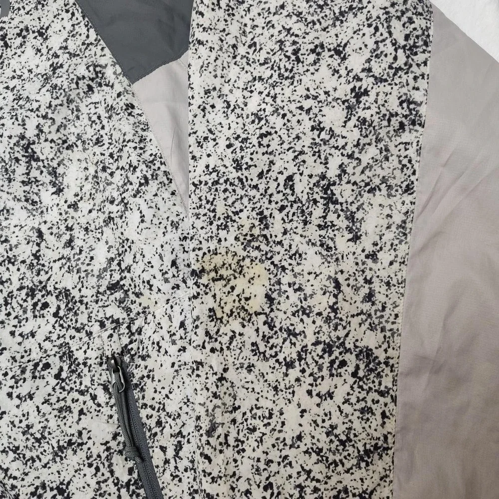 North Face Windbreaker‎ Mens XL White Flecked Hooded Full Zip Lightweight Jacket